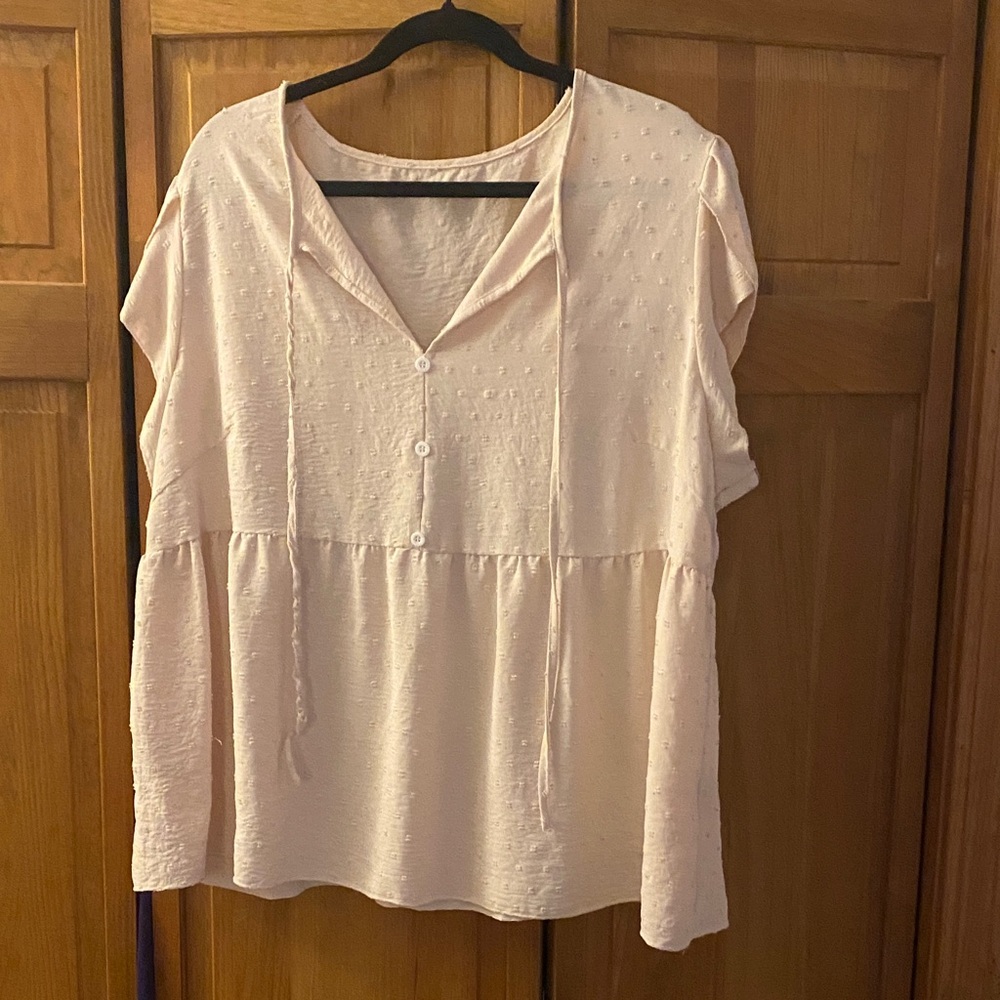 SHEIN Light Pink Textured Blouse